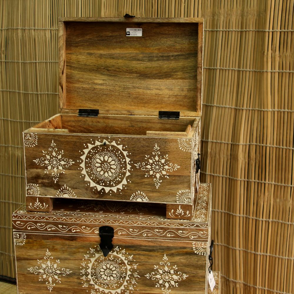 Wooden Box Set Of 3 Ptd
