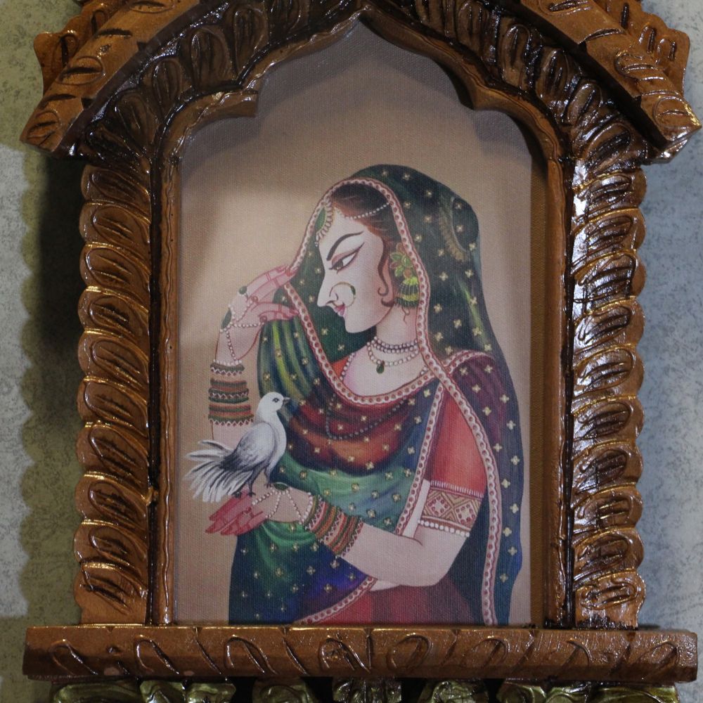 Wooden Jharokha With Painting 16'' - 4