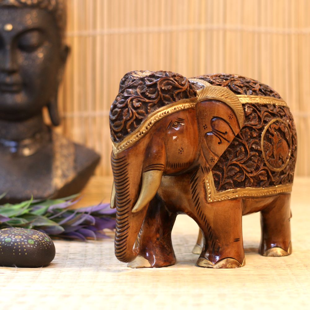 WOODEN HANDCRAFTED ELEPHANT BIG