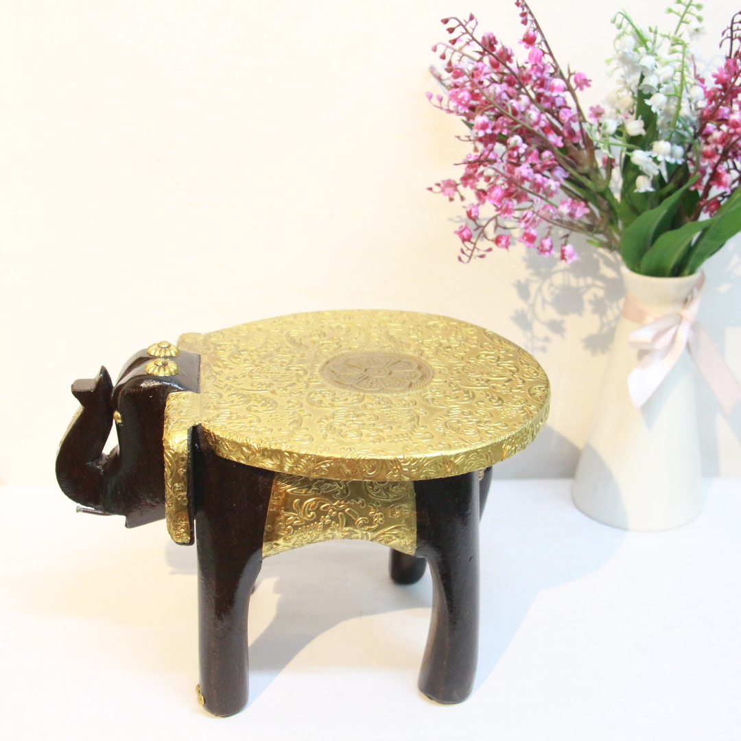 Brass Elephant Stool 6'' - 4