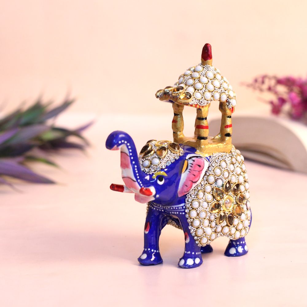 Metal Stone Elephant Ambabari 3'' - 3