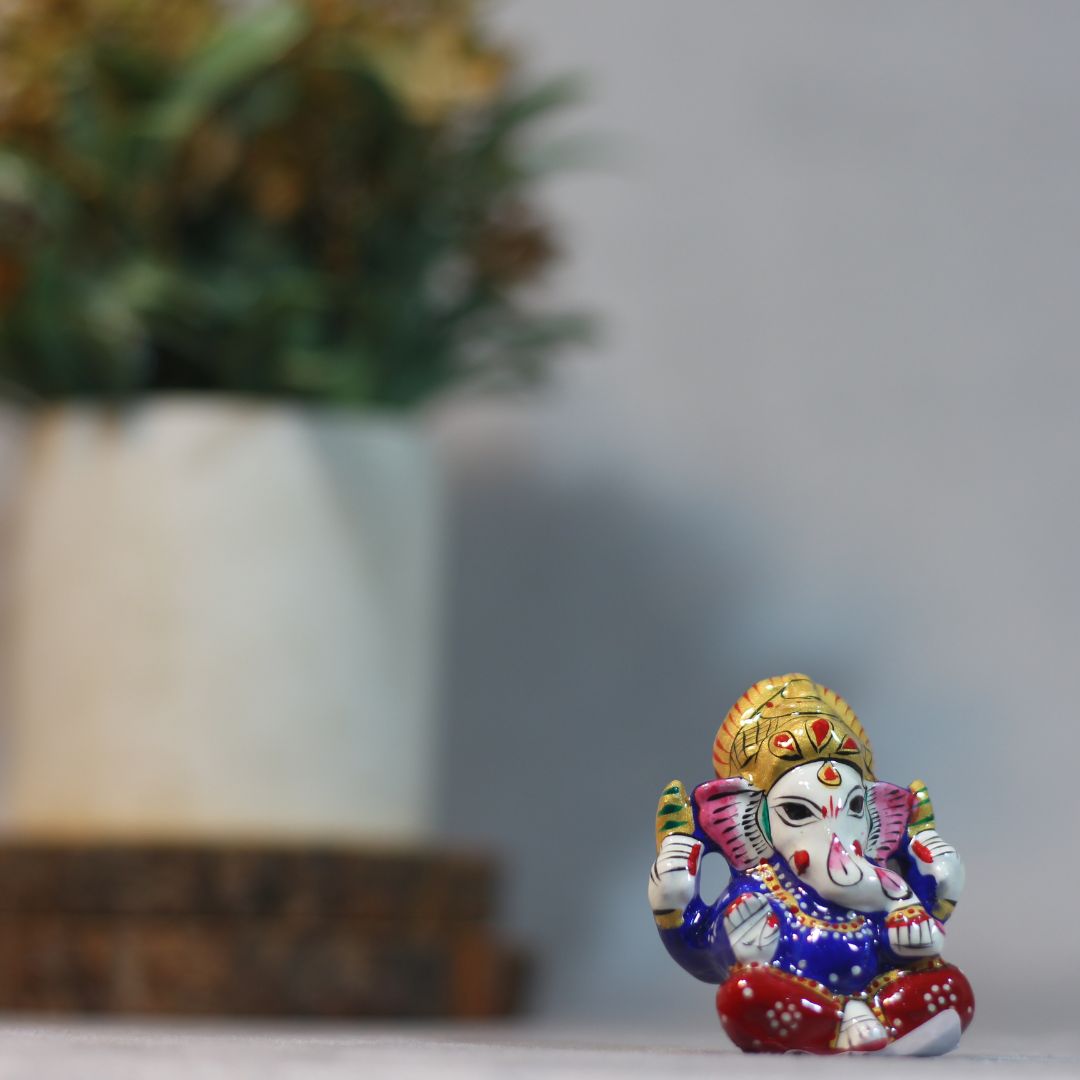 Metal Mukut Ganesh 4 Hath 2''