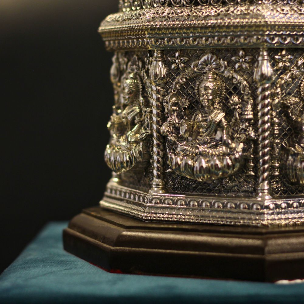 Tulsi Pot Asthalaxmi Silver W/box - 4