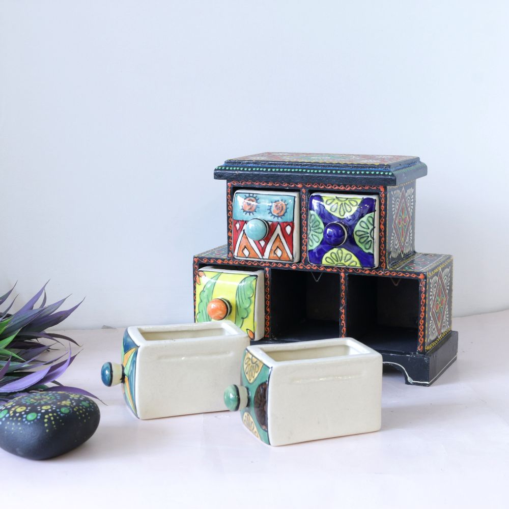 BLUE POTTERY 5 DRAWER - 5