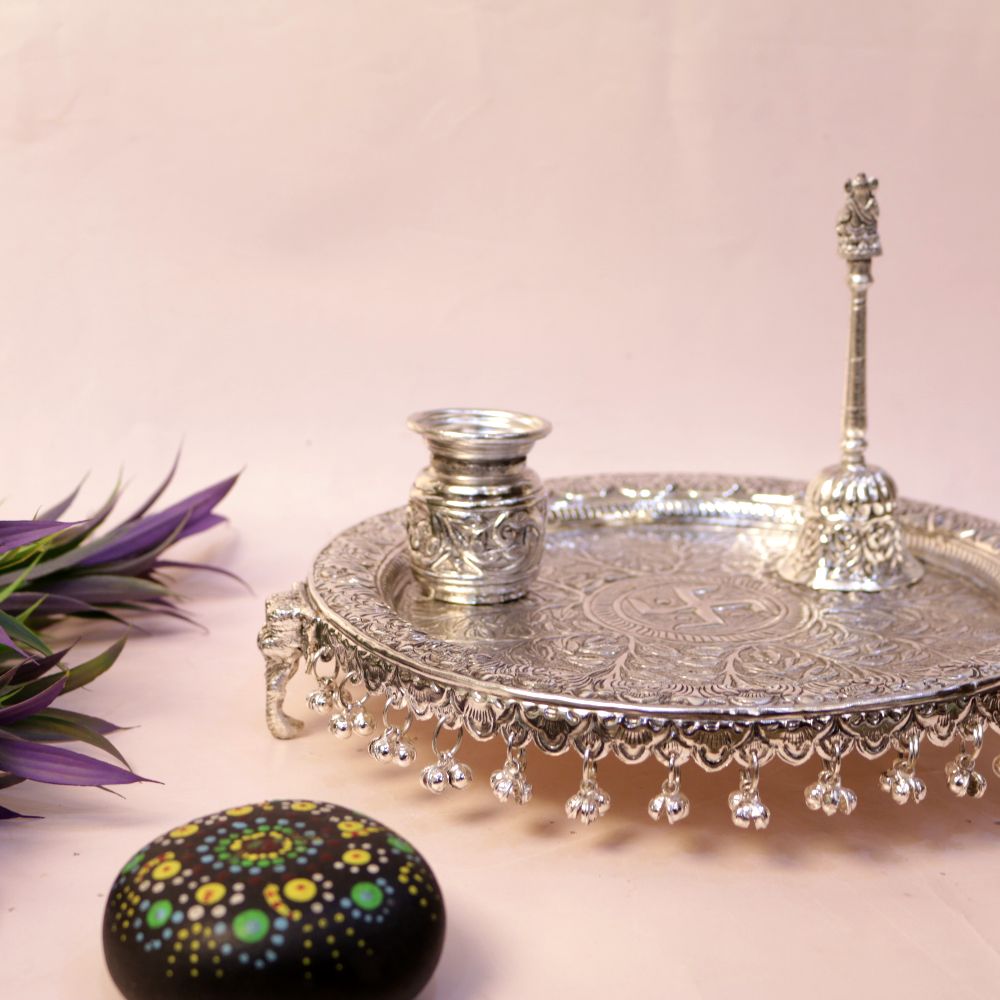 SILVER PLATED AARTI THALI