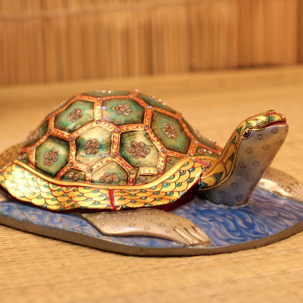 MARBLE TURTLE WITH GOLD PLATING - 3