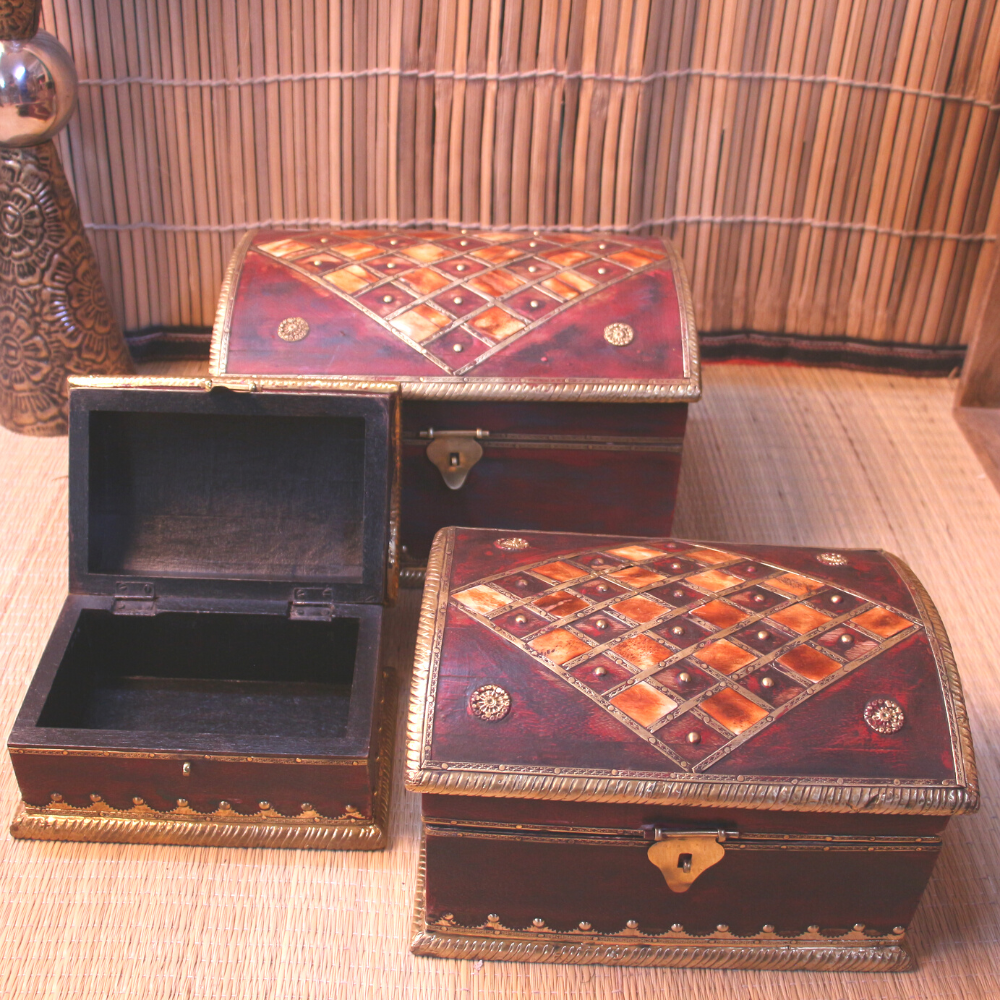 Wooden  Printed  Box Set Of 3
