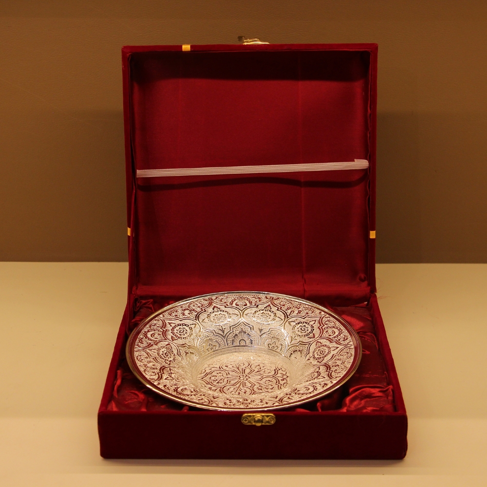 Brass Dish Bowl Silver 8'' W/b - 3
