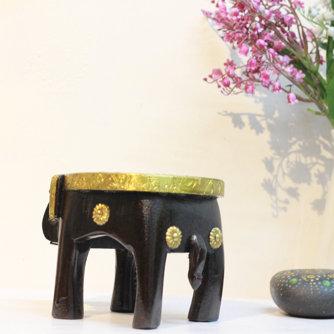 Brass Elephant Stool 4'' - 3