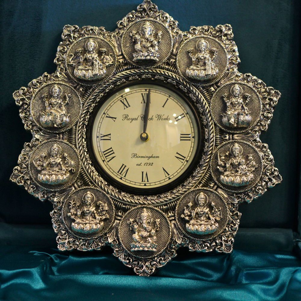 Clock Asthalaxmi Silver W/b