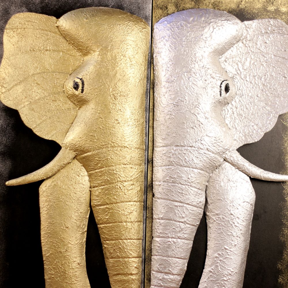 GOLDEN PANEL ELEPHANT SILVER
