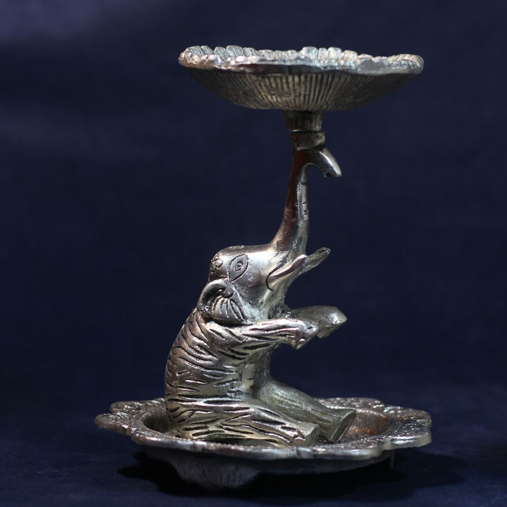 Metal Elephant Bowl With Plate - 6
