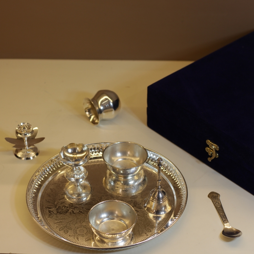 Brass Pooja Thali Set 8'' - 5