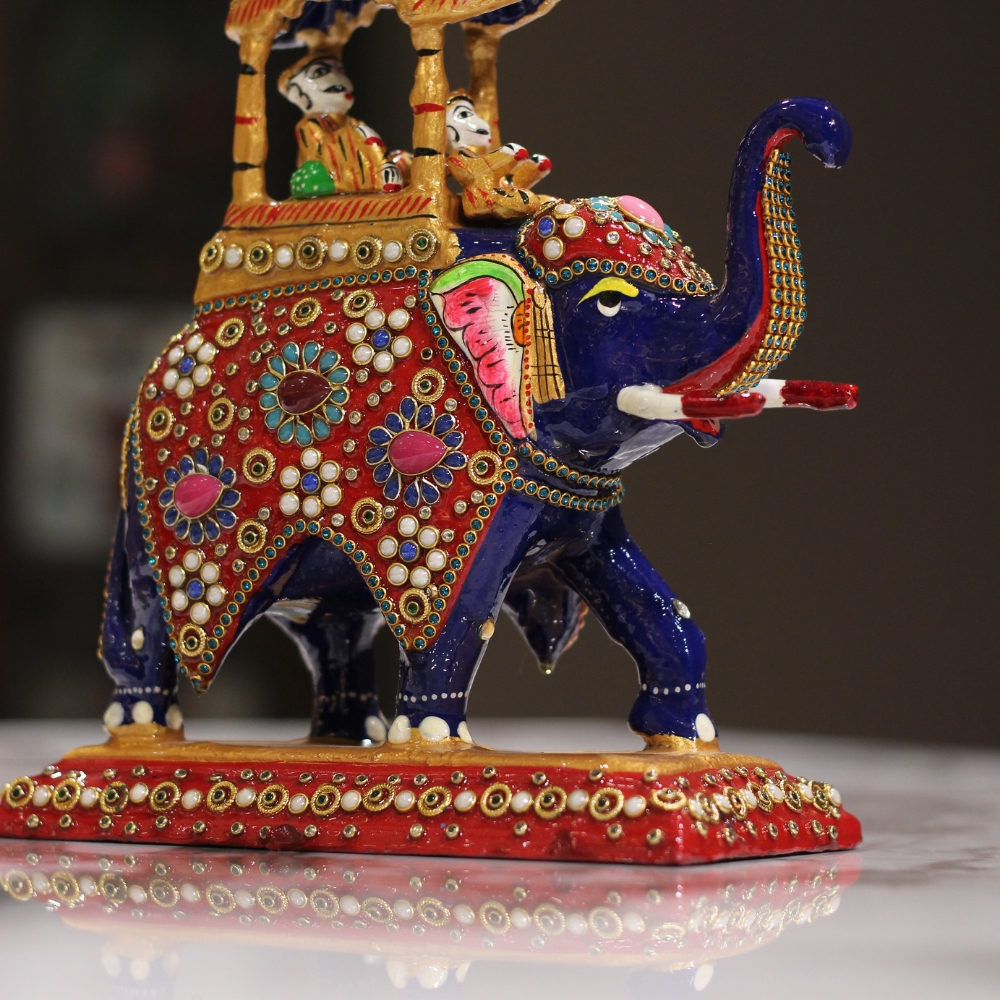 Metal Ambabari Stone Work Pawta 6'' - 3