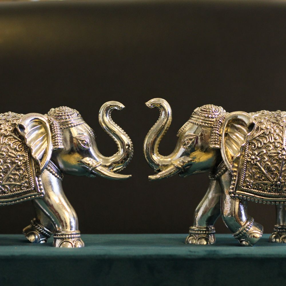 Elephant 6'' Clad With Silver Pair - 4