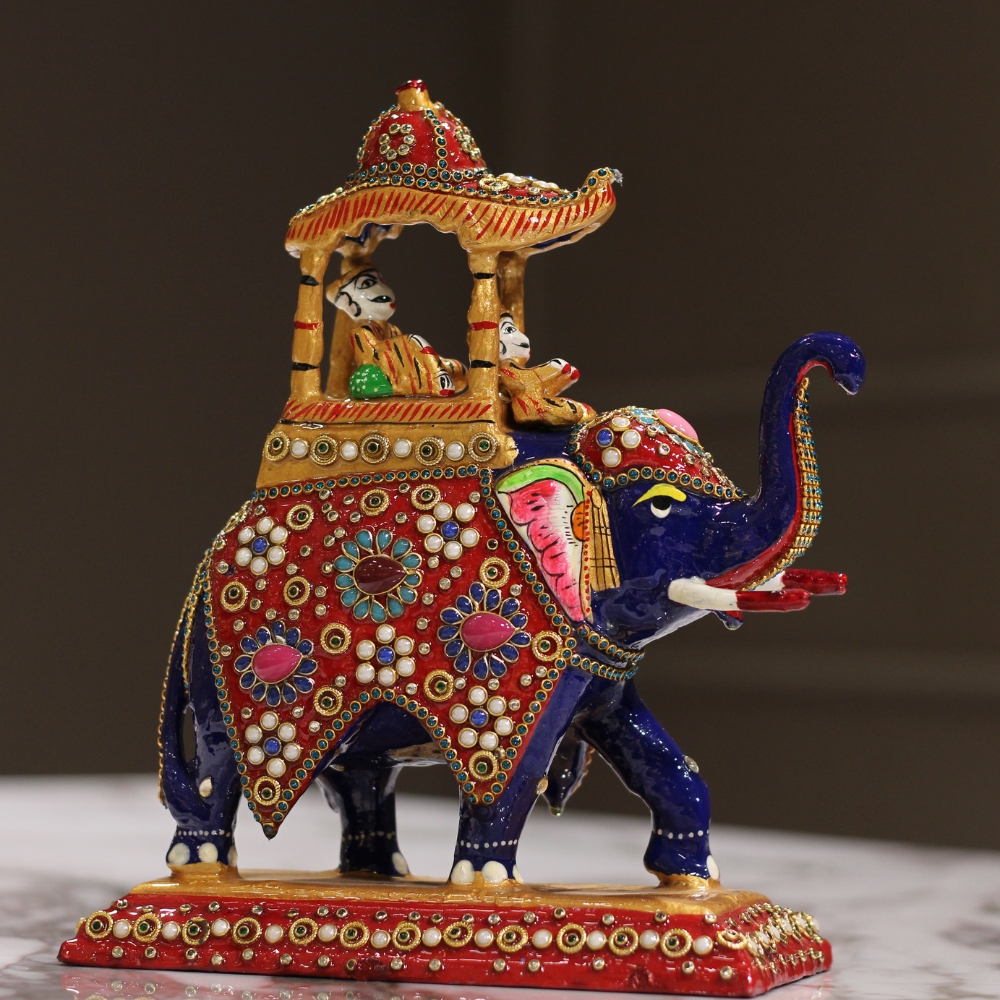 Metal Ambabari Stone Work Pawta 8'' - 3