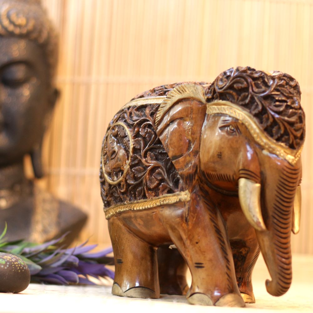 WOODEN HANDCRAFTED ELEPHANT BIG
