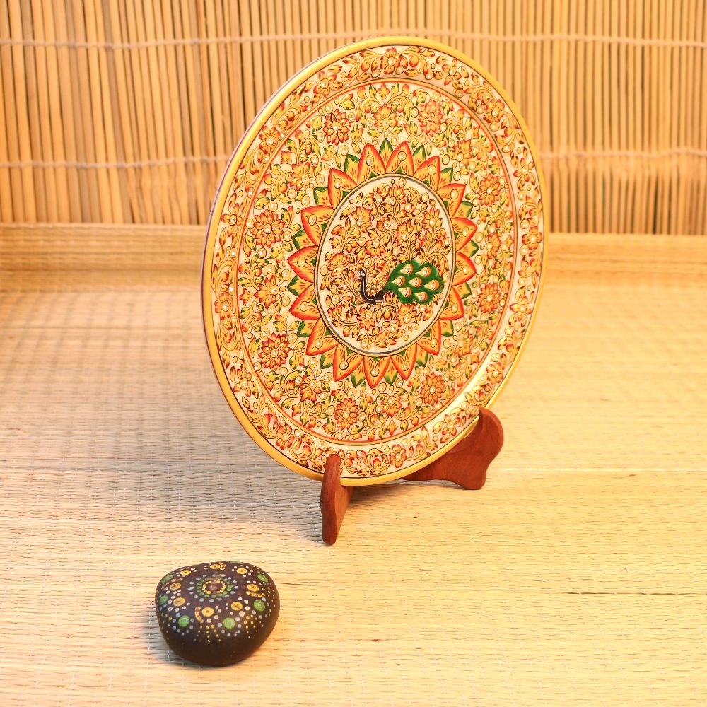 MARBLE PLATE 12 INCH GOLD WORK