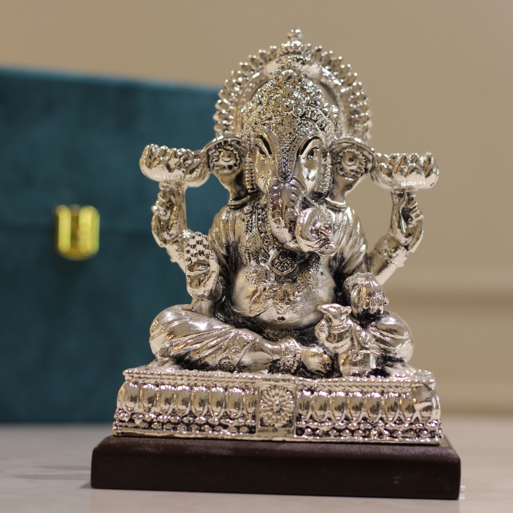 Ganesh Chowki 6'' Silver W/b - 4