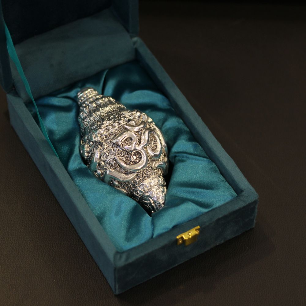 Shankh Om SIlver W/box - 4