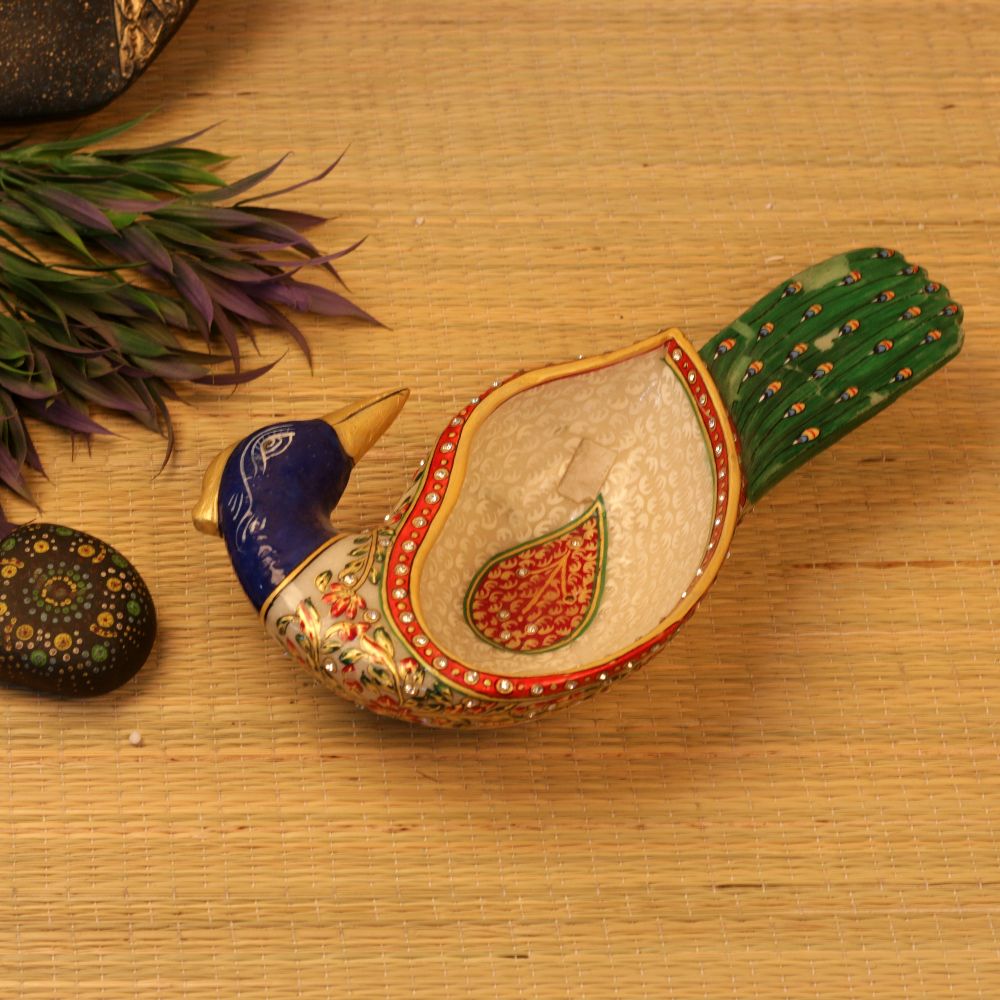 MARBLE PEACOCK BOWL 13 INCH - 3