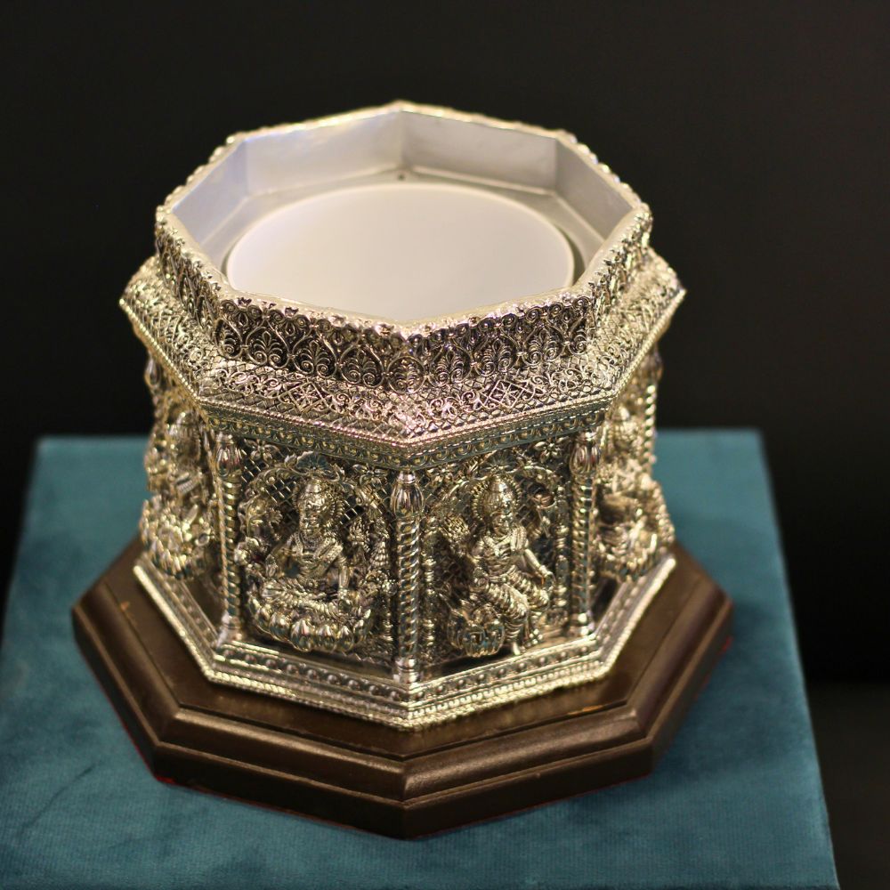 Tulsi Pot Asthalaxmi Silver W/box - 6