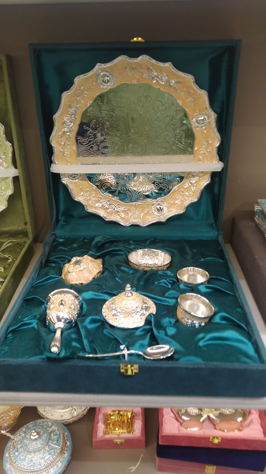 German Silver Pooja Thali S/7 W/b