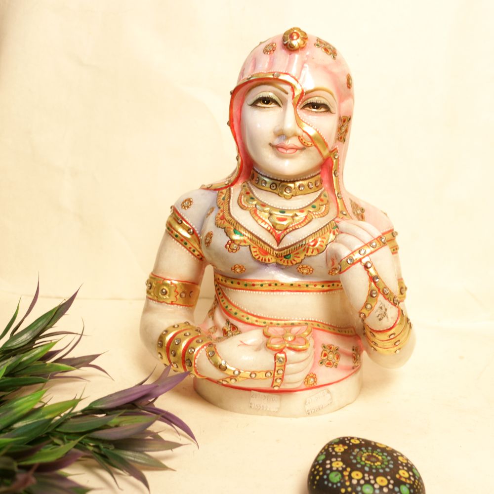 PINK BANI THANI MARBLE STATUE FOR DECORATION