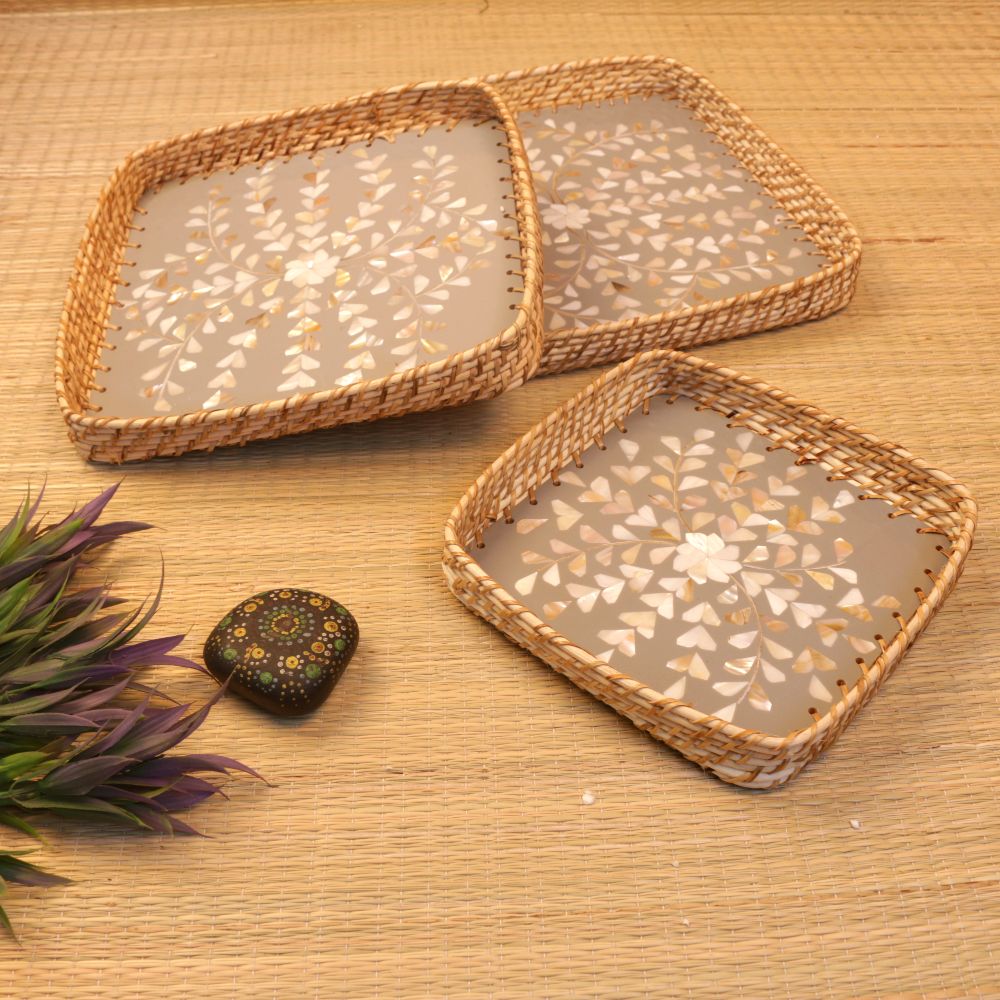 WOODEN MOP TRAY SET OF 3