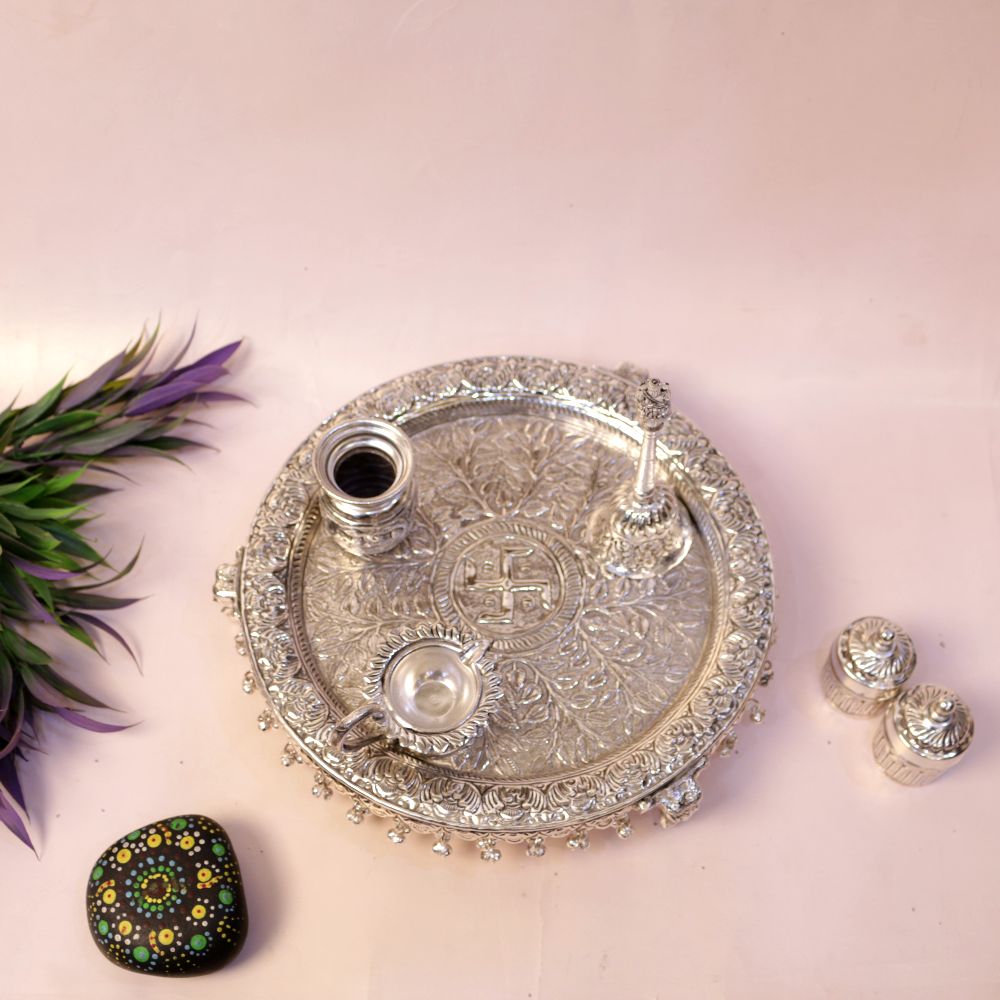 SILVER PLATED AARTI THALI