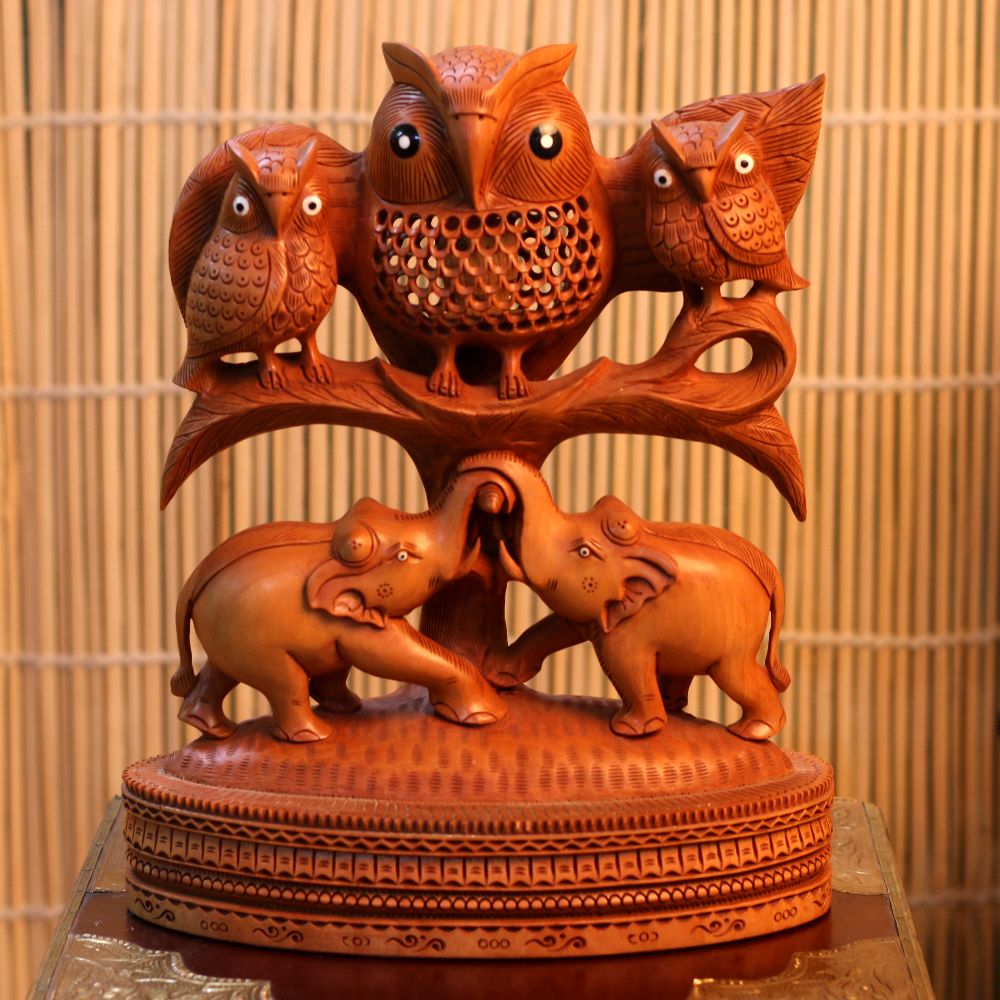 WOODEN OWL 12 INCH