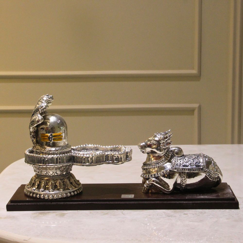 Shivling With Nandi Big W/b