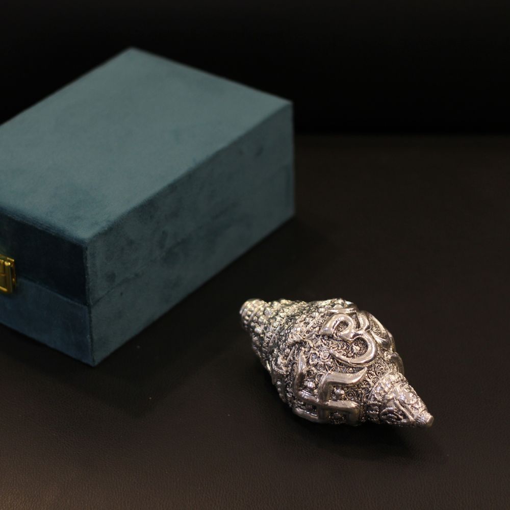 Shankh Om SIlver W/box - 6