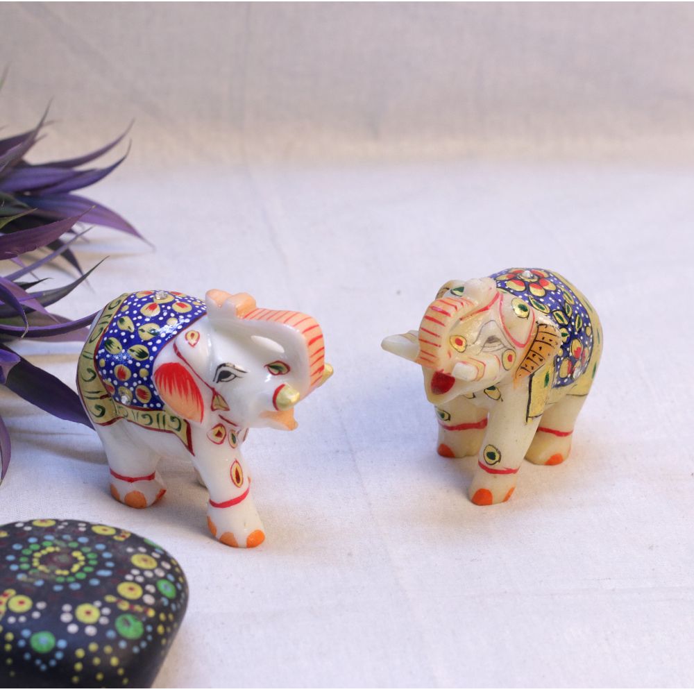 MARBLE ELEPHANT SET OF 2 3 INCH - 3