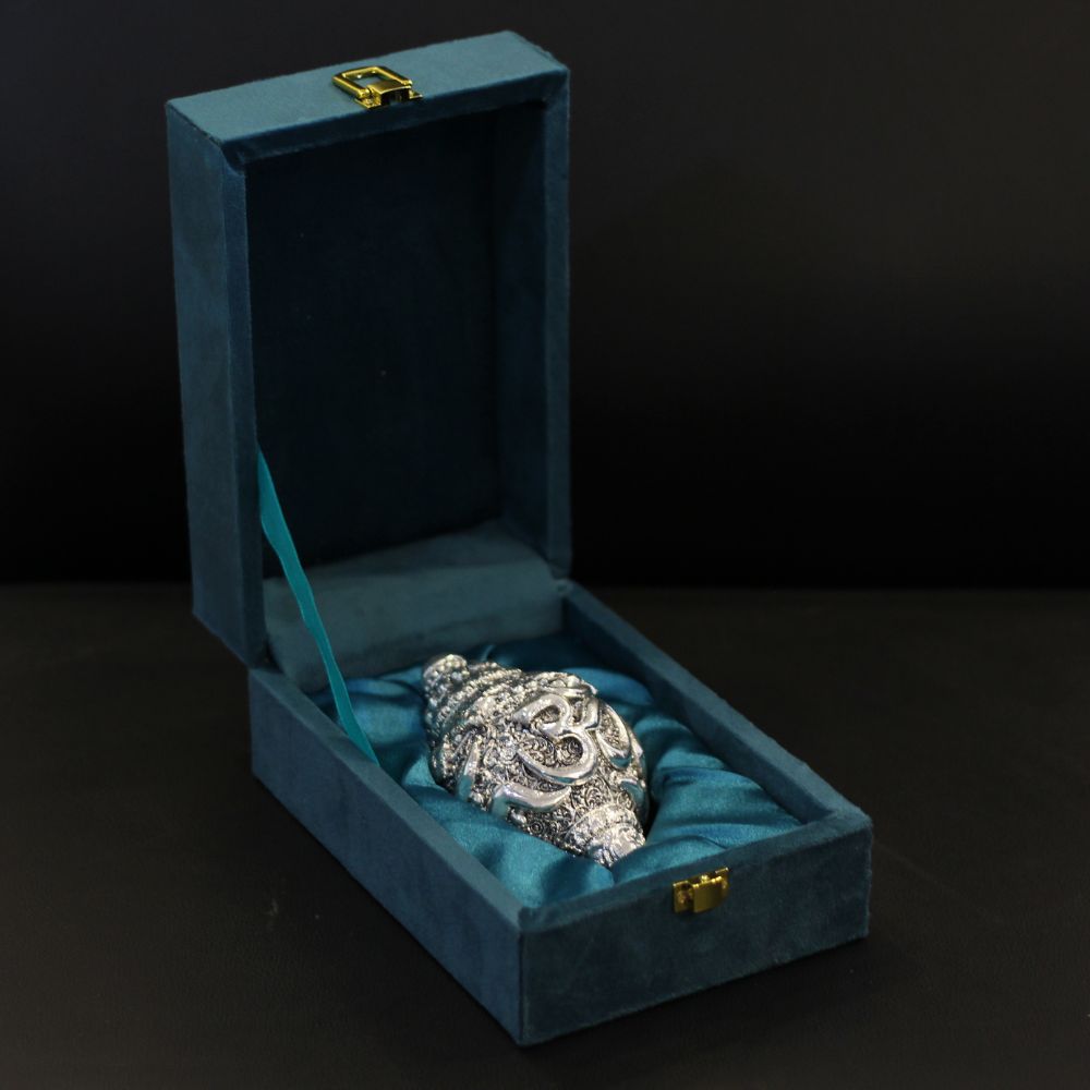 Shankh Om SIlver W/box - 3