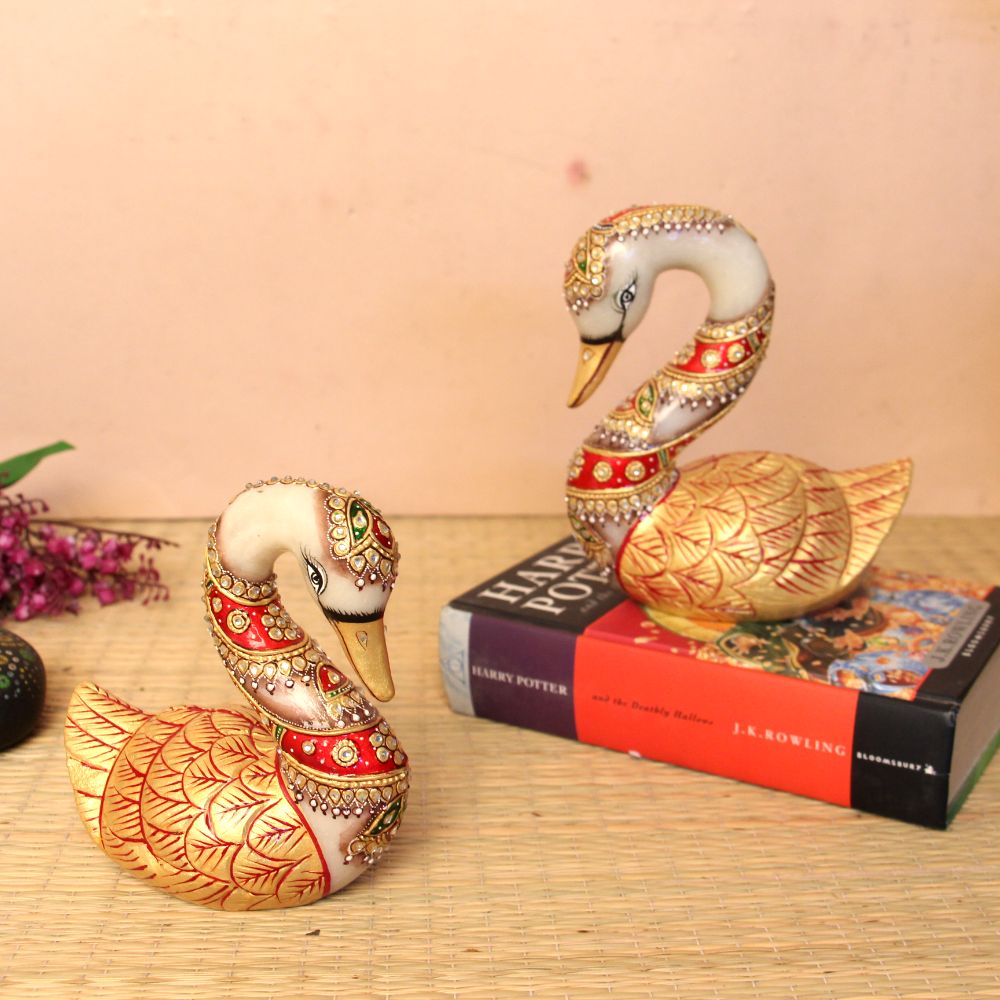Marble Printed Golden Duck Set 2 - 5