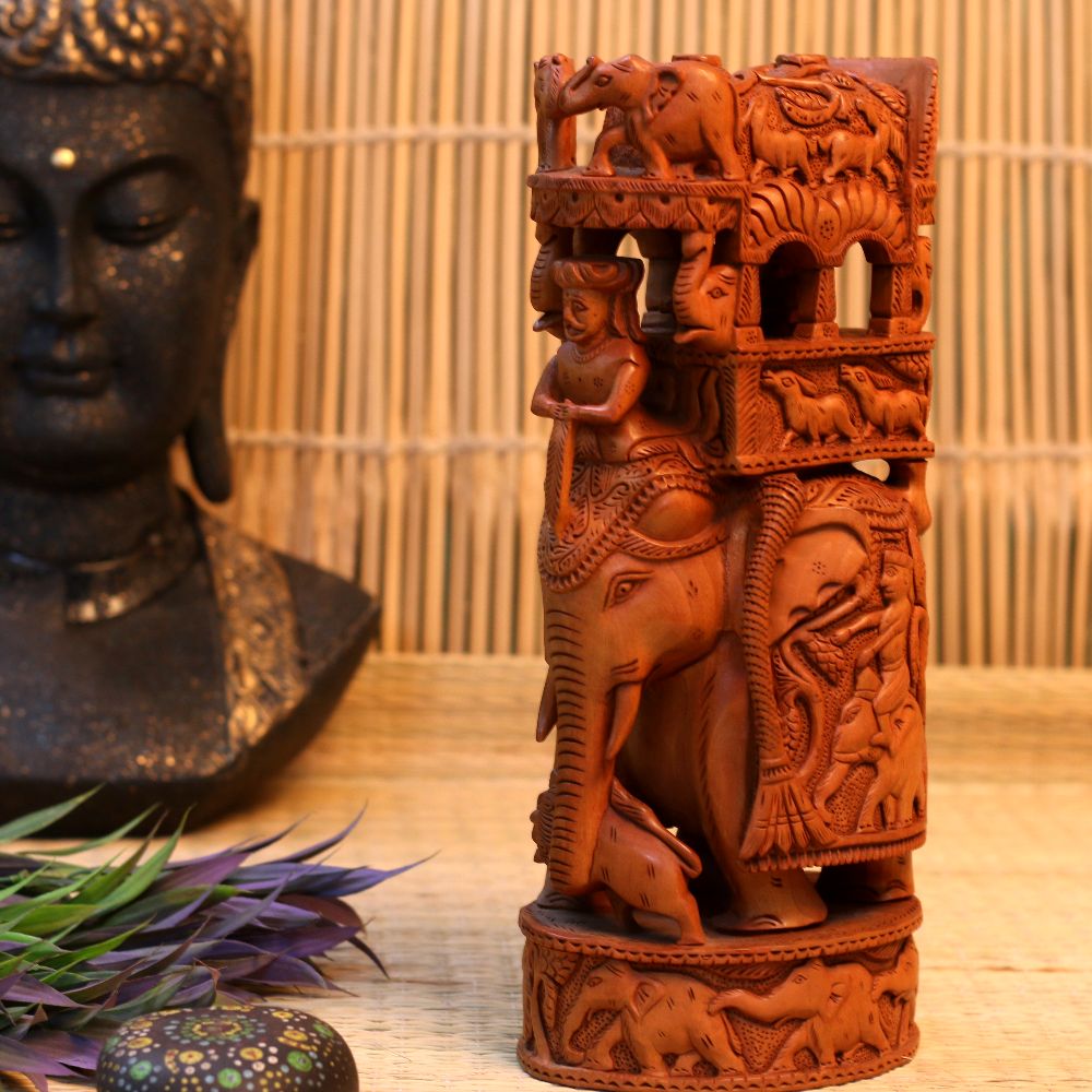 WOODEN AMBABARI CARVING ELEPHANT