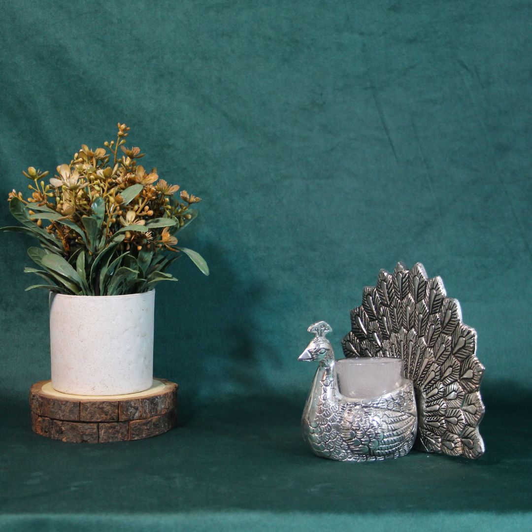 Metal Peacock Candle