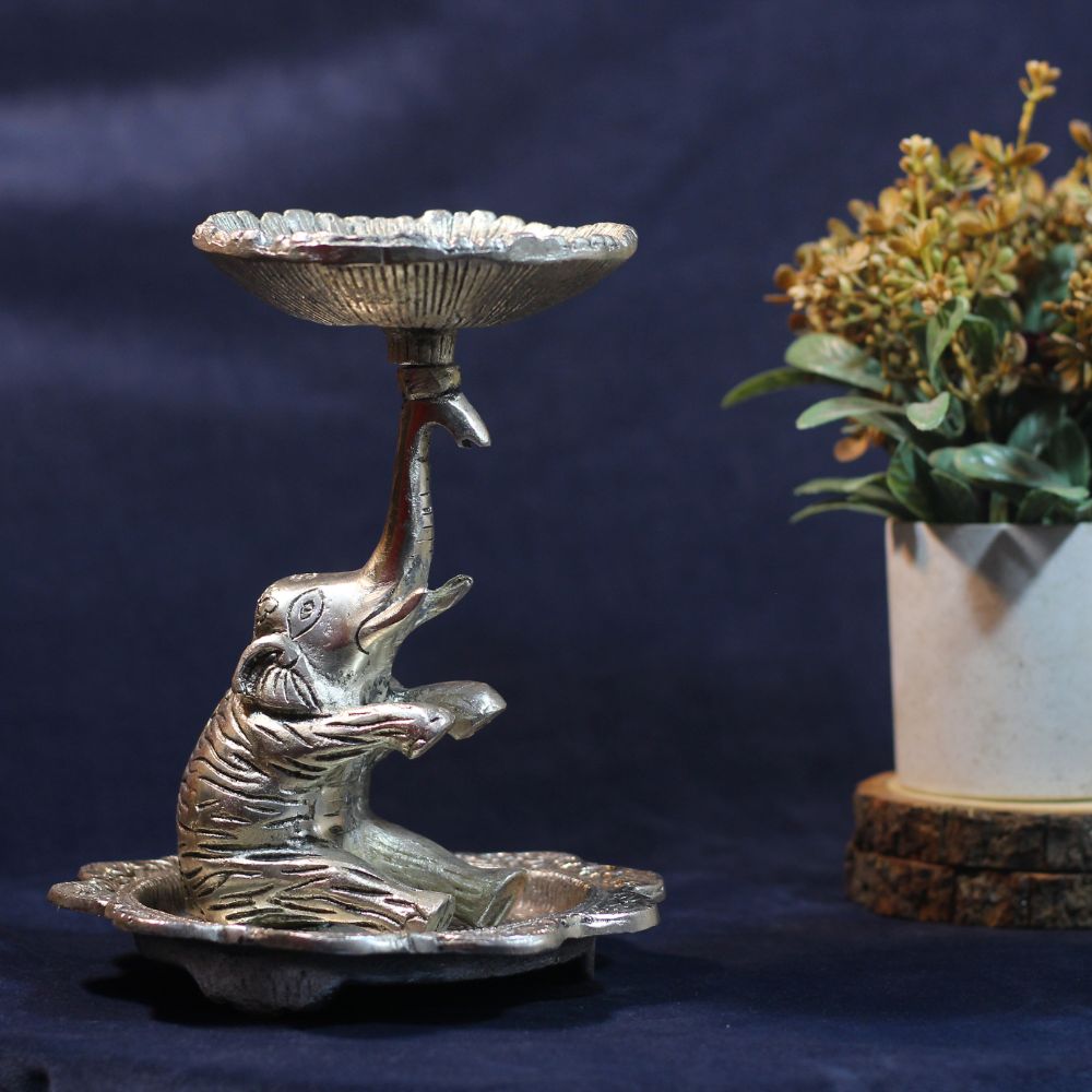 Metal Elephant Bowl With Plate