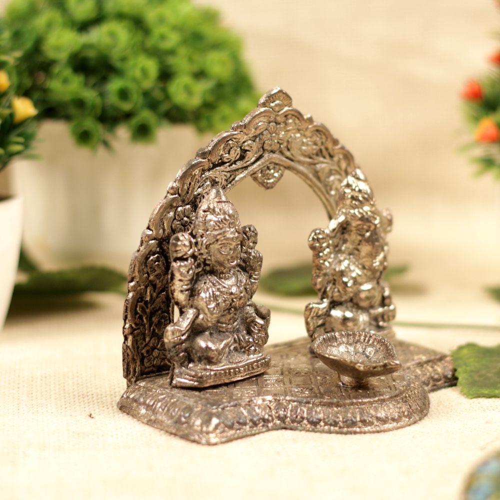 METAL LAXMI GANESH WITH DIYA ROUND FRAME - 3