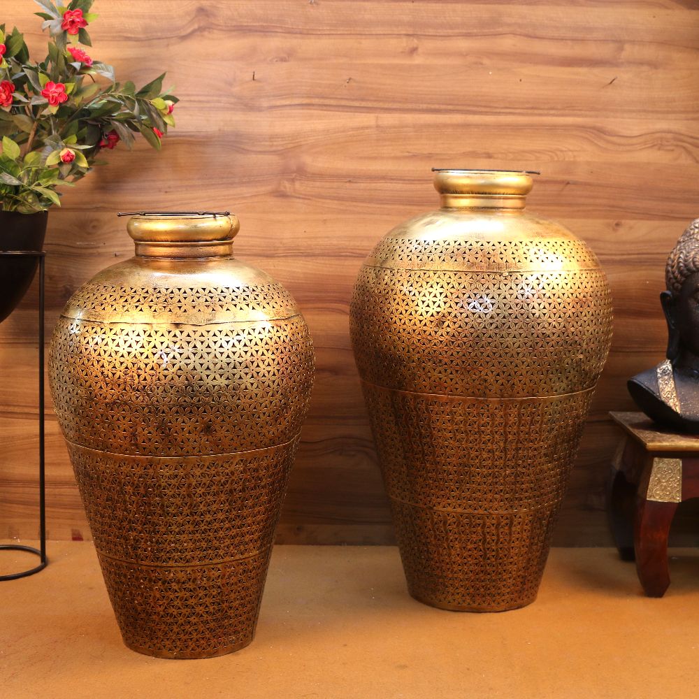 IRON PAINTED TEA LIGHT TAPPER POT S/2 - 3