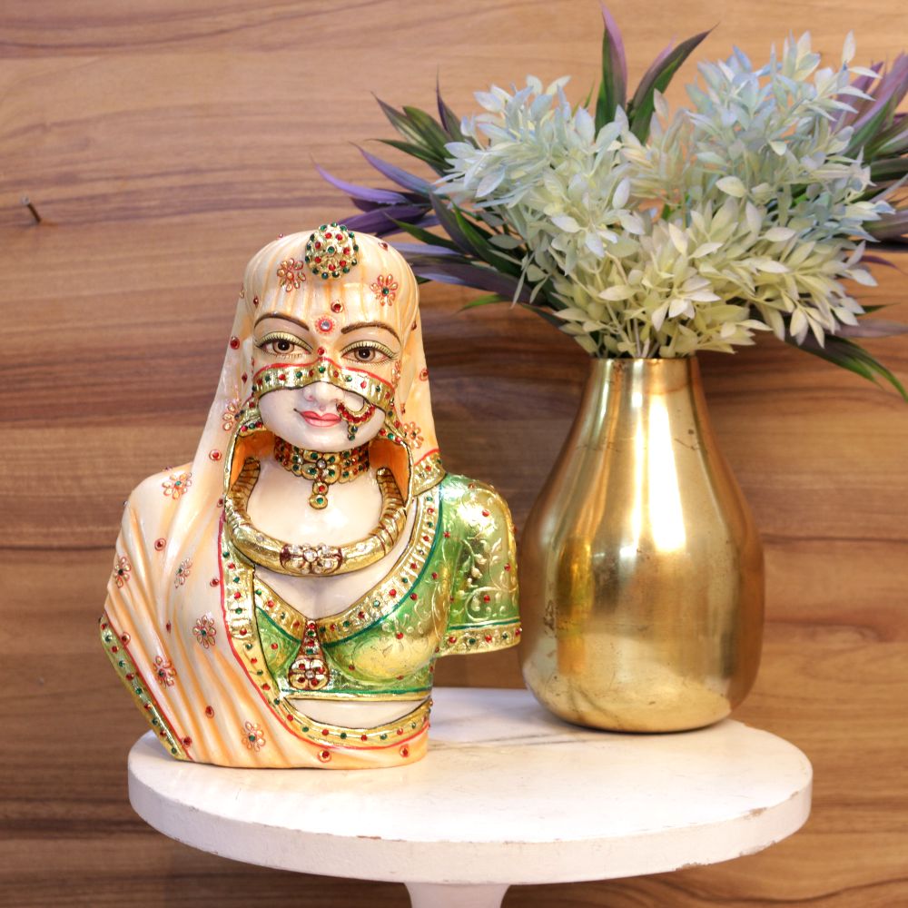 WHITE BANI THANI MARBLE STATUE FOR DECORATION