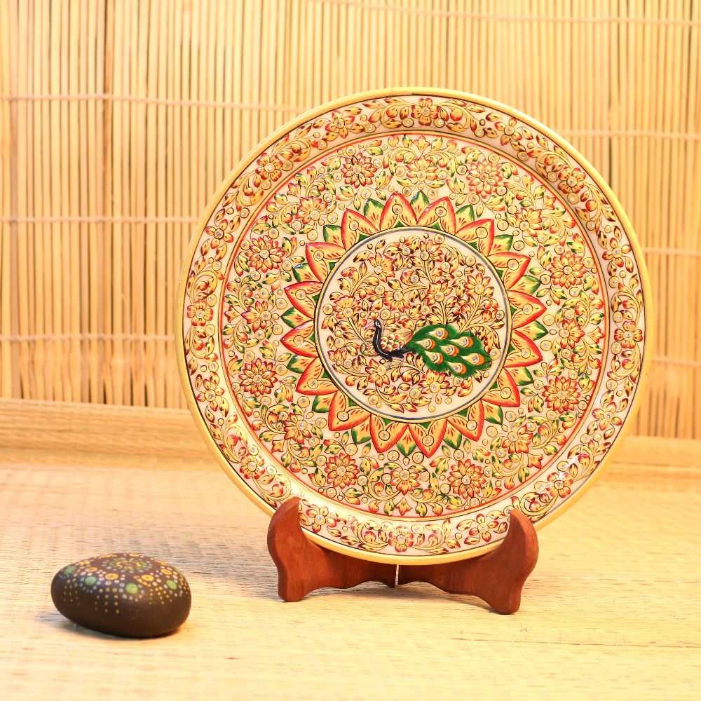 MARBLE PLATE 12 INCH GOLD WORK