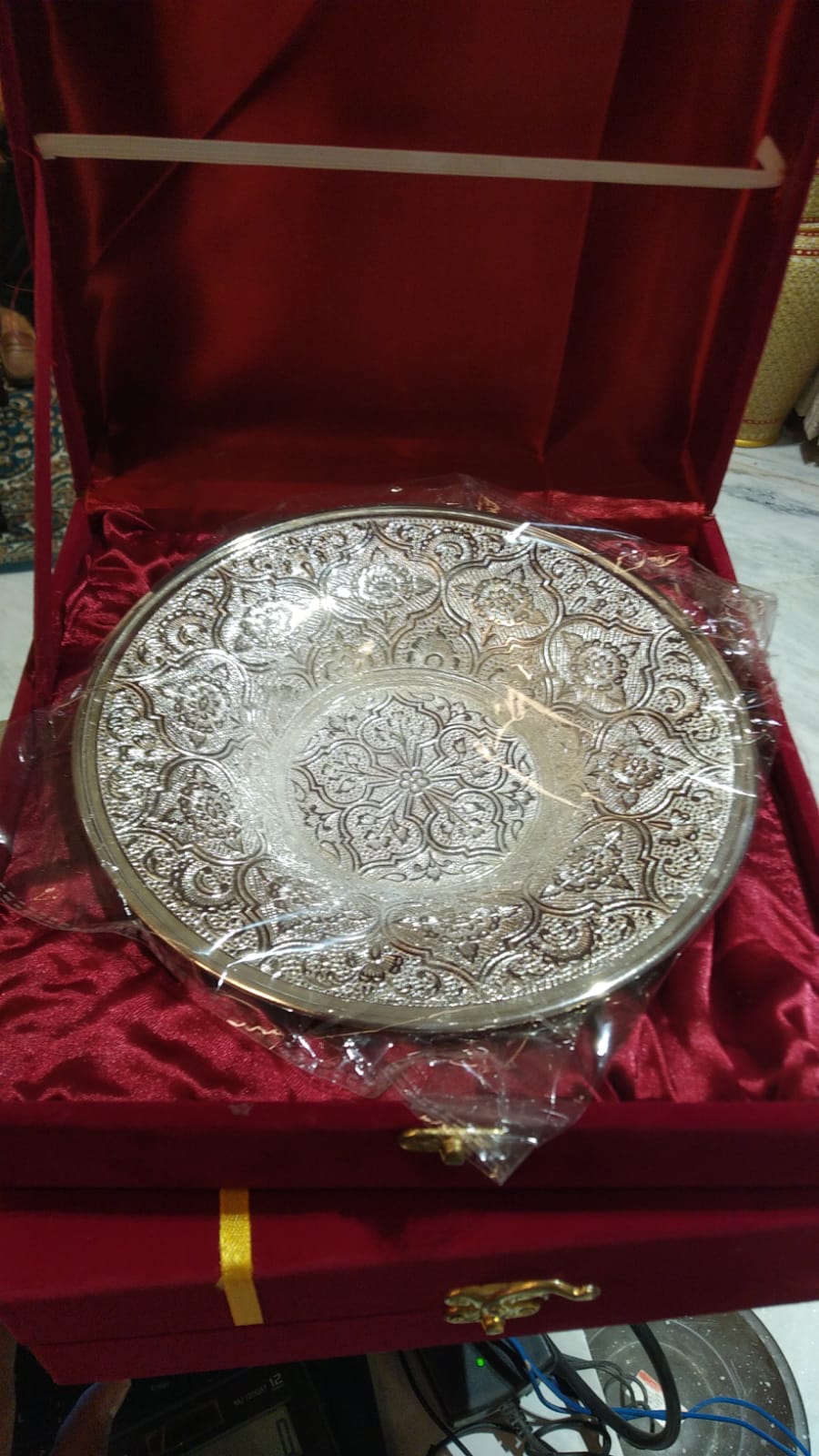 Brass Dish Bowl Silver 8'' W/b