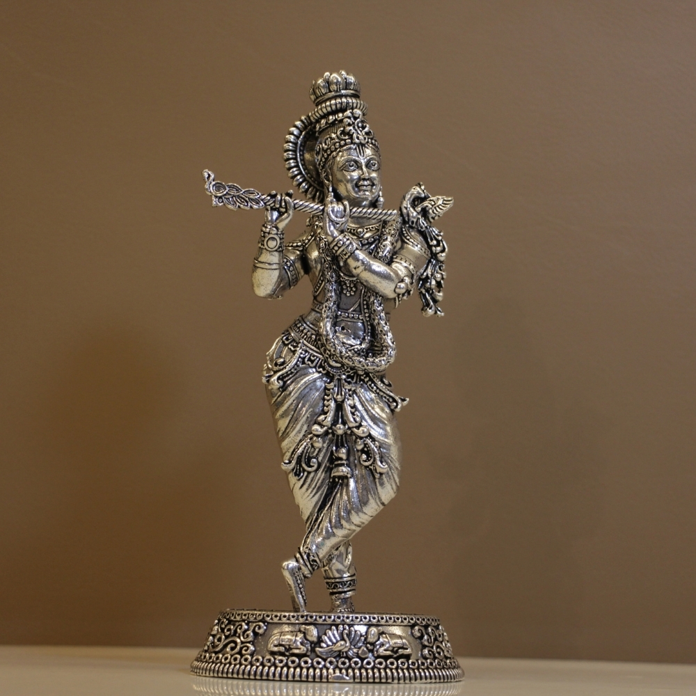 Brass Standing Krishna Statue - 3