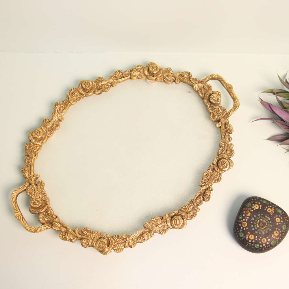 Metal Rose Tray Golden - 4