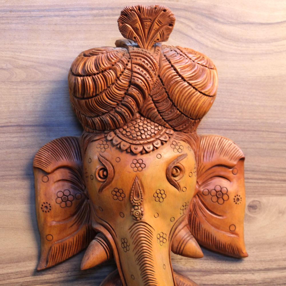 Wooden Wall Ganesh Face Big - 3