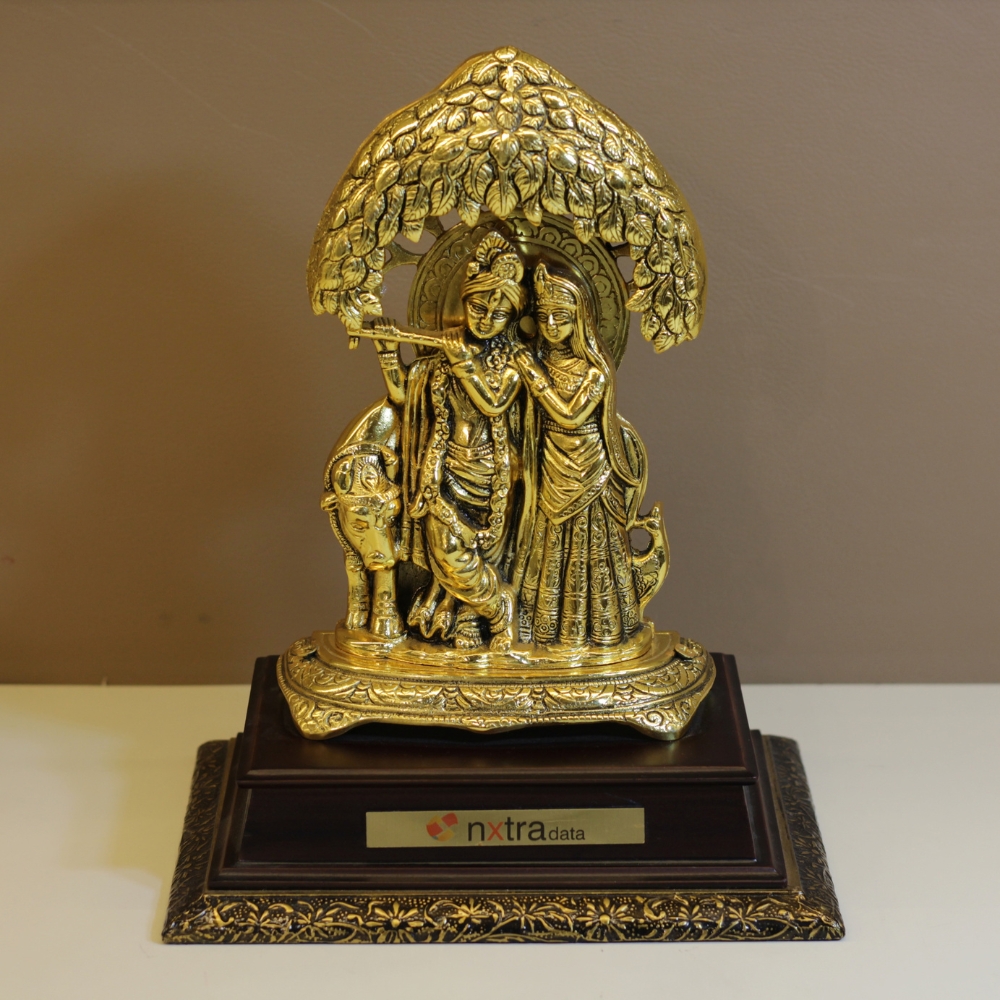 Radha Krishna Tree On Wood Base
