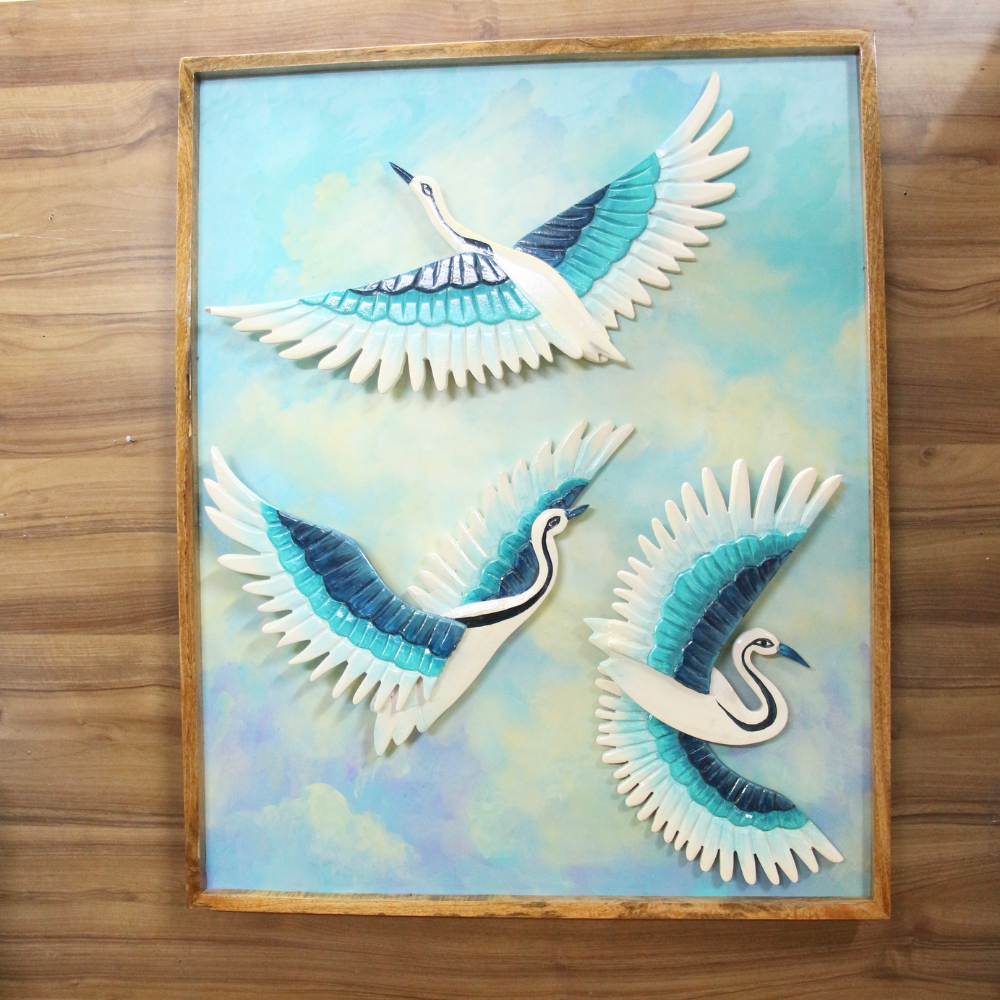 3 Duck In Frame With Wood -1713
