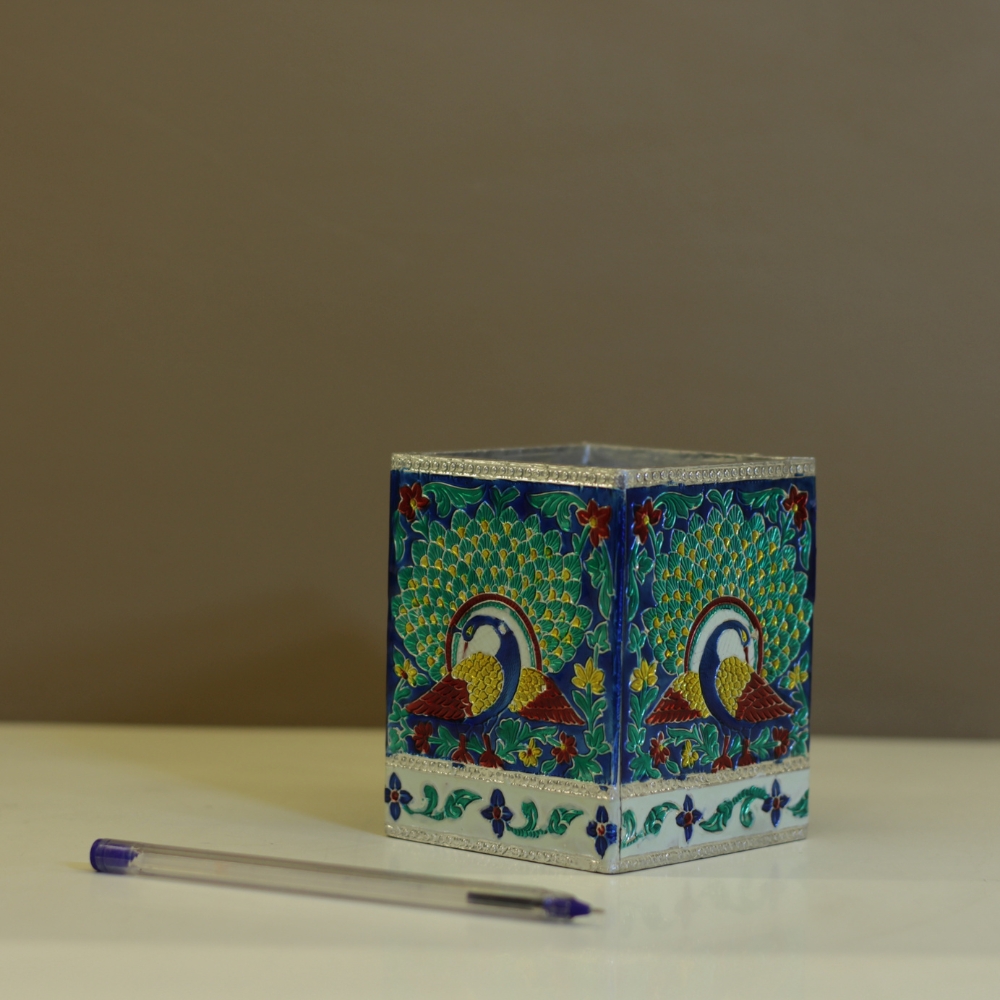 Peacock Design Pen Stand Office Decor - 3